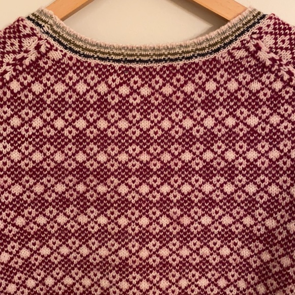 J. Crew Fair Isle 100% Wool Cranberry Pullover Sweater - Picture 7 of 12